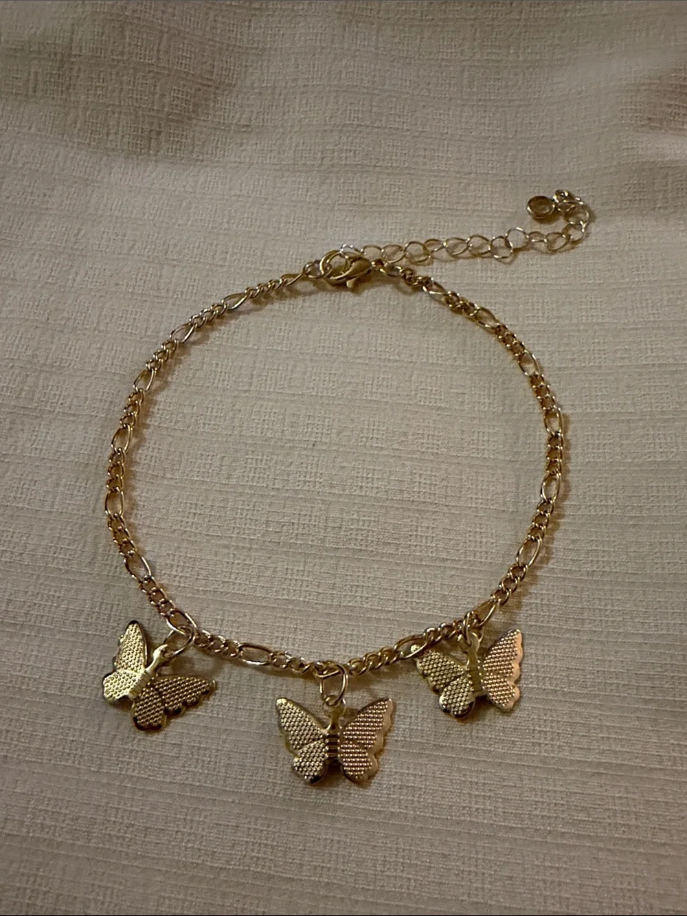 Gold Triple Butterfly Charm Anklet Ankle Bracelet